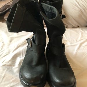 Adorable Real Leather Black Boots with Buckles